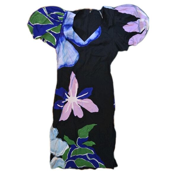 Anthropologie Dress Puff-Sleeve A-Line Maxi Dress Gorgeous Floral Sz Small - Picture 6 of 9